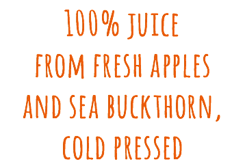 100% juice from fresh apples and sea buckthorn, cold pressed