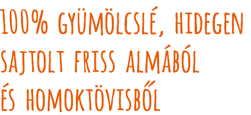 100% gyümölcslé, hidegen sajtolt friss almából és homoktövisből 