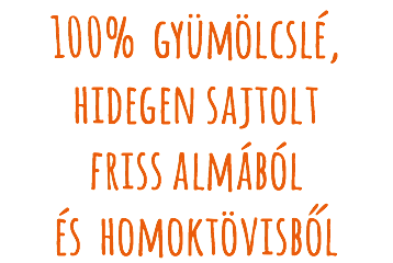 100% gyümölcslé, hidegen sajtolt friss almából és homoktövisből 